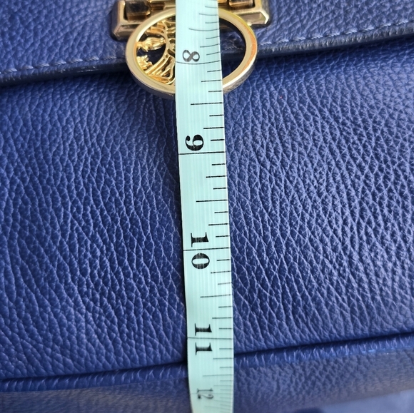 Authentic Versace Leather Shoulder Crossbody Bag Women Blue Removeable Strap - Picture 6 of 13